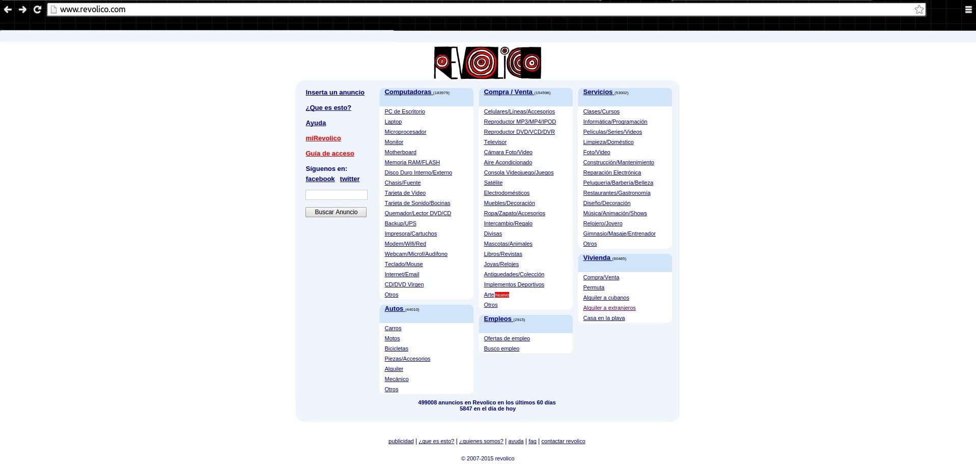 Revolico, pagina de clasificados bloqueada por el gobierno cubano.