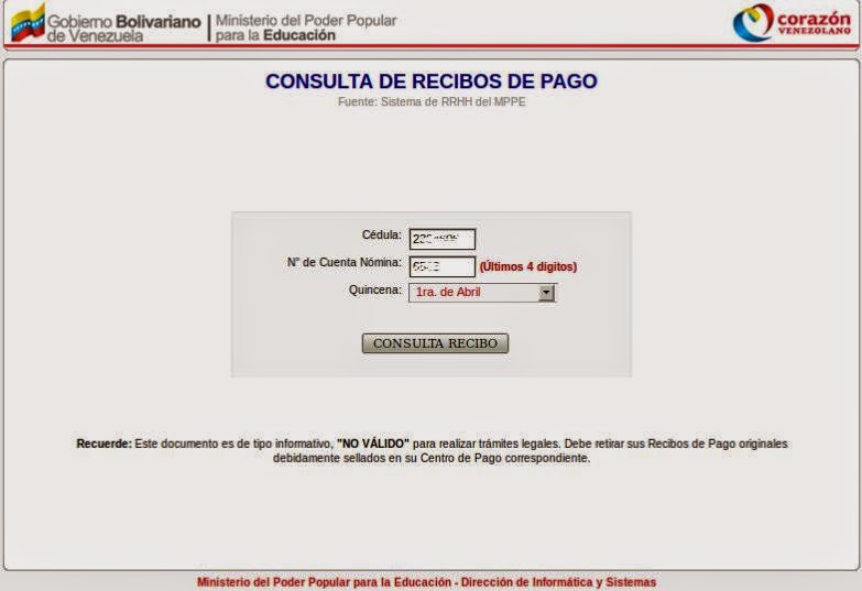 Plataforma de Recibo de Pago MPPE Plataforma de Recibo de Pago MPPE