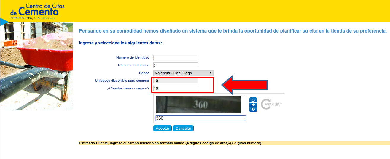 Generar una Cita para Comprar Cemento