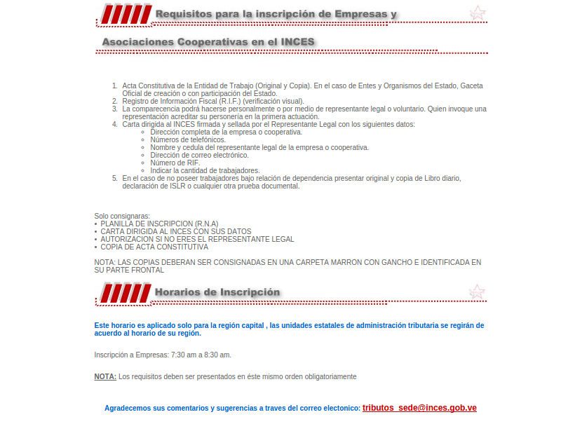 Inces Requisitos