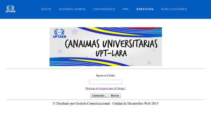 Sistema De Consulta Canaima Universitario UPTAEB