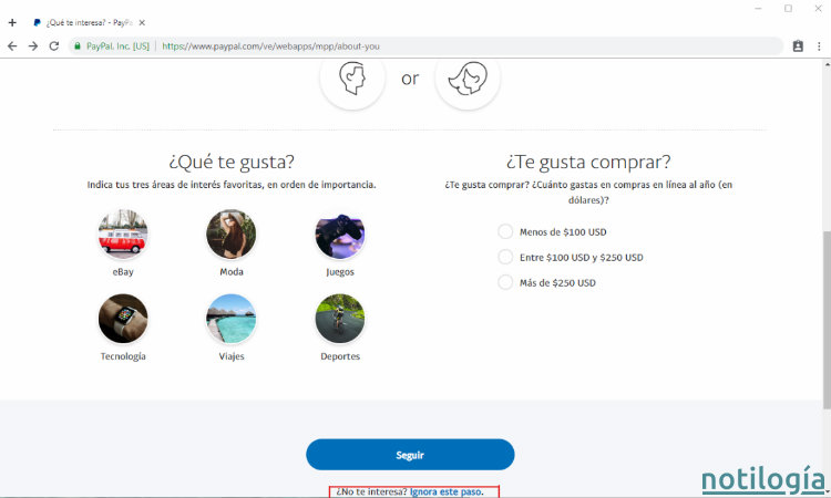 Paypal Paso Opcional 