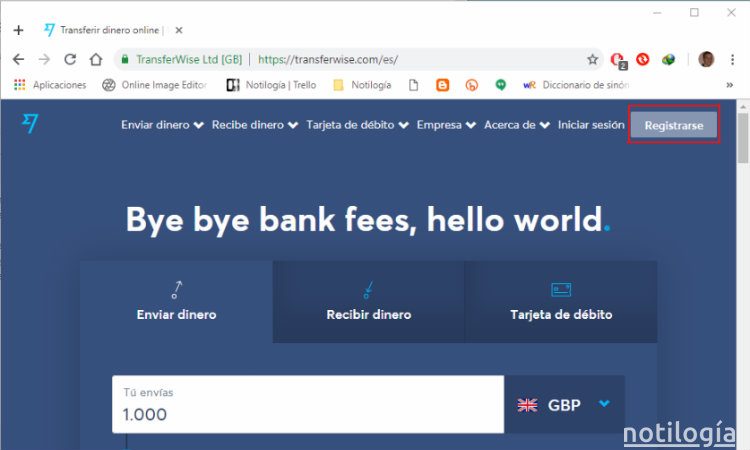 Transferwise Paso 1