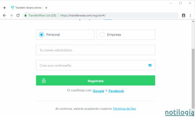 Transferwise Paso 2