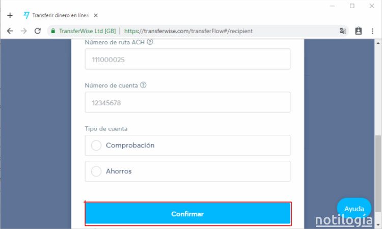  Transferwise Paso 7