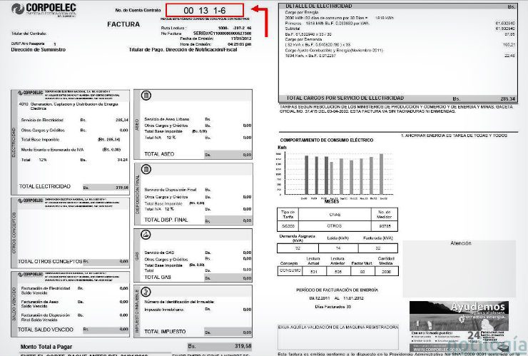 Factura de Corpoelec