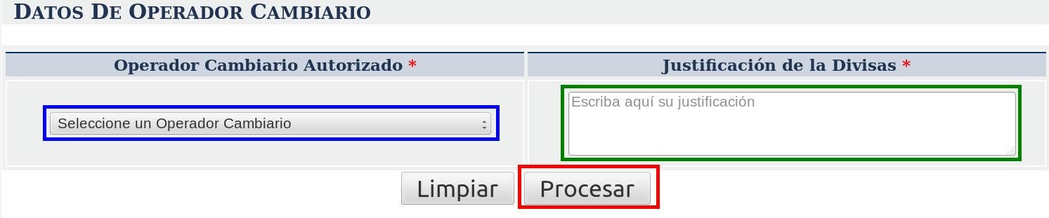 Datos Operador Cambiario Cencoex